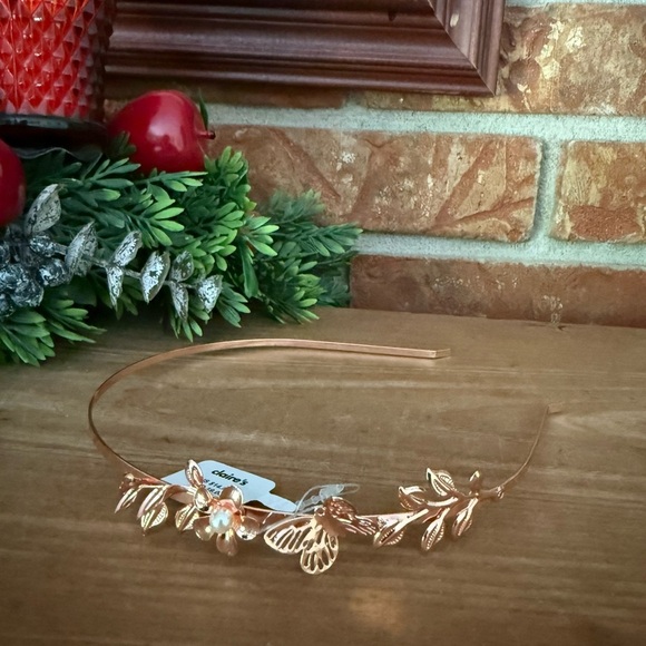 Rose Gold Butterfly Pearl Leaf Headband Accessory NWT‼️FINAL SALE - Picture 6 of 9